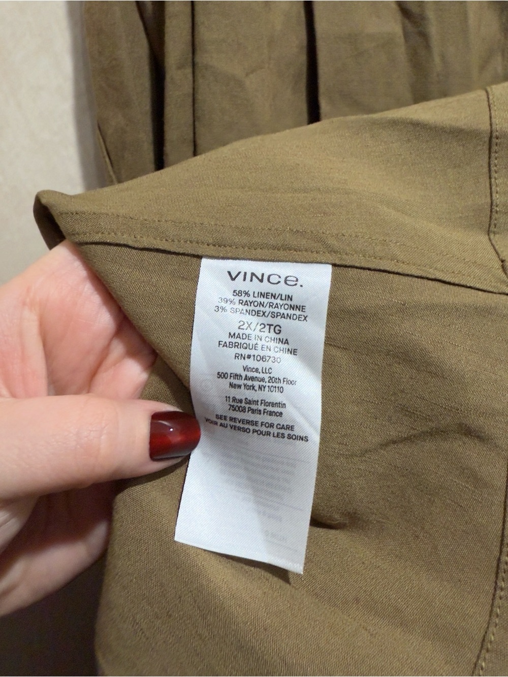 Vince Sleeveless Linen Blend Midi Dress Cottonwood 2X Minimalist Work - Picture 10 of 11